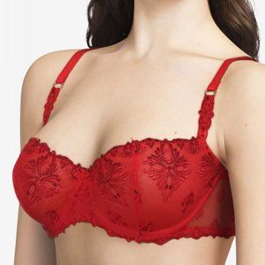 NWT 34E Chantelle Red Half Cup Bra $116